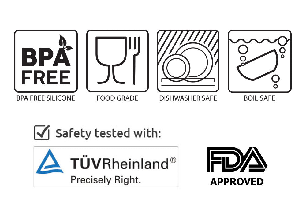 Brightberry tableware is safety certified BPA free, dishwasher safe, sterilisation safe, FDA approved